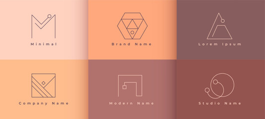 Wall Mural - set of minimal corporate logotype template in line style