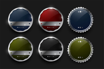 Wall Mural - vintage style circular badge label symbol banner in set of six