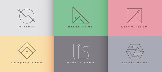 Wall Mural - abstract and elegant geometric identity symbol template in set