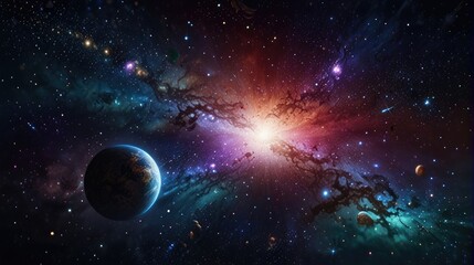 Wall Mural - A universe with realistically dazzling and fascinating planets