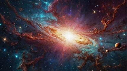 Wall Mural - A universe with realistically dazzling and fascinating planets