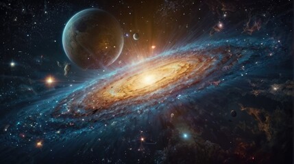 Wall Mural - A universe with realistically dazzling and fascinating planets
