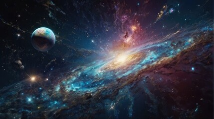Wall Mural - A universe with realistically dazzling and fascinating planets