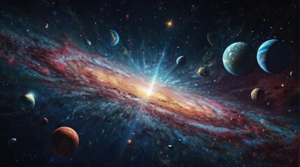 Wall Mural - A universe with realistically dazzling and fascinating planets