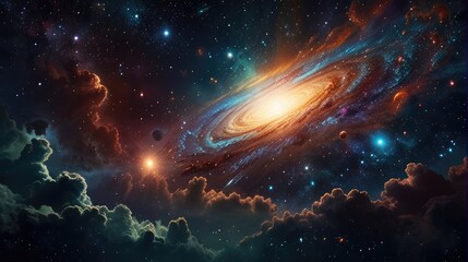 Wall Mural - A universe with realistically dazzling and fascinating planets