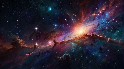 Wall Mural - A universe with realistically dazzling and fascinating planets