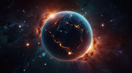 Wall Mural - A universe with realistically dazzling and fascinating planets
