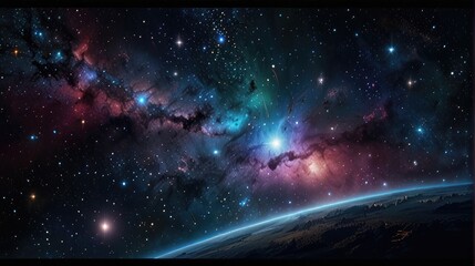 Wall Mural - A universe with realistically dazzling and fascinating planets