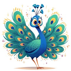 Happy cute peacock cartoon illustration