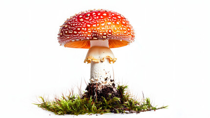 Wall Mural - Fly agaric red mushroom isolated on white