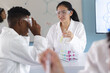 © Wavebreak Media - Young biracial woman conducts an experiment in a high school laboratory