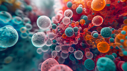 Wall Mural - A close up of bubbles in the air.