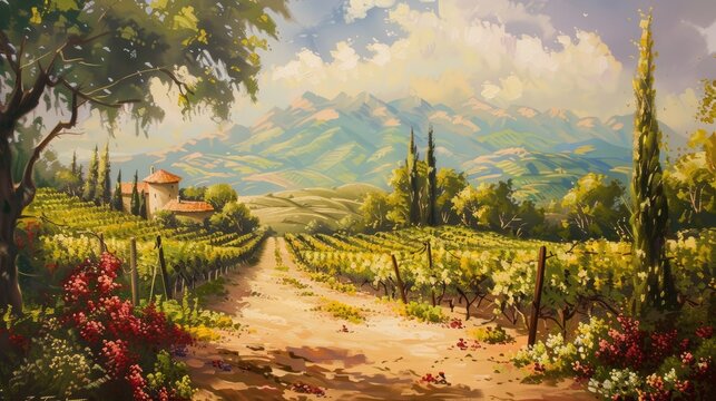 Stunning wine vineyard scenery