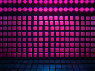 Wall Mural - abstract neon mosaic Futuristic blue and pink dot square lights pattern background