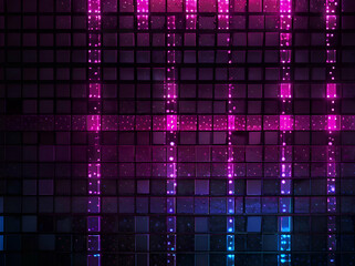 Wall Mural - abstract neon mosaic Futuristic Pink blue shining lights background