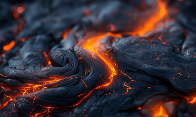 Wall Mural - abstract background of extinct lava with red gaps.