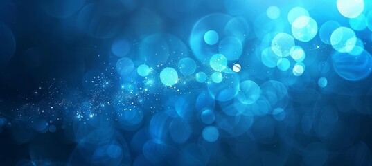 Bokeh blue sparkle light background. Generative AI technology.	
