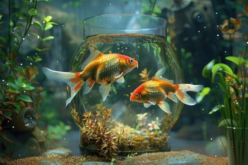 A fish feeder with time in water