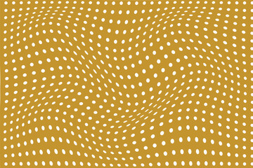 Wall Mural - simple abstract white color polka dot wavy distort pattern on metal gold color background polka dots on a yellow background