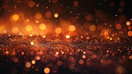 Wall Mural - orange starlight effect on black backdrop with glitter texture