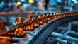 © Seksan - Detailed view of medicine bottles on a production line with blurred lights