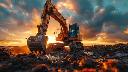 excavator at construction site