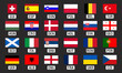 © Dow - European national football teams with rectangle flag icons and country codes. Flat design
