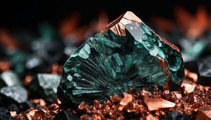 Macro mineral stone Copper. close up. Generative ai 