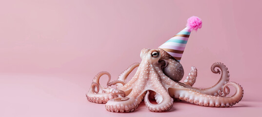 Wall Mural - Adorable Octopus Birthday Portrait