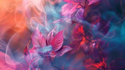 Wall Mural - A colorful flower with smoke in the background
