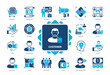 © Genestro - Customer icon set. Seller, Client, Marketing, Trade, Shareholder, Six Sigma, Employees, Supplier. Duotone color solid icons