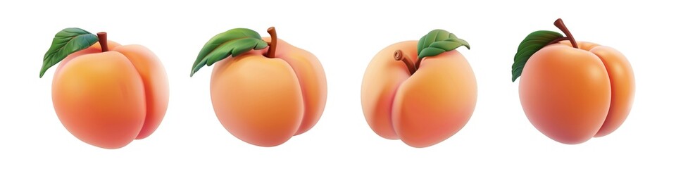 Wall Mural - 3D cartoon peach model is ideal for food-related designs and projects isolated on transparent background cutout png