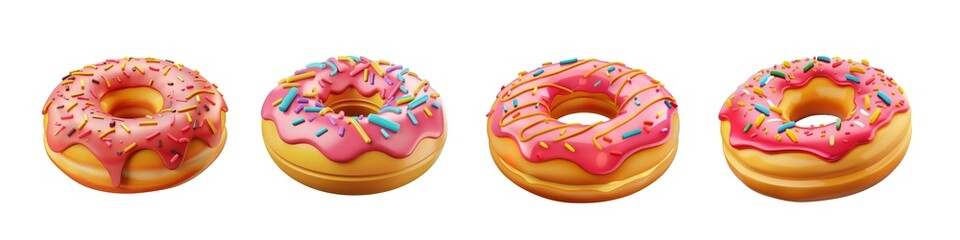 Wall Mural - 3D cartoon donut model is perfect for food-related designs and projects isolated on transparent background cutout png