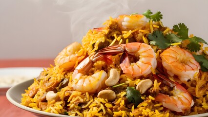 Wall Mural - Shrimp biryani, photo, image, pic, shrimp bbq picture, full hd, 4k, download 4