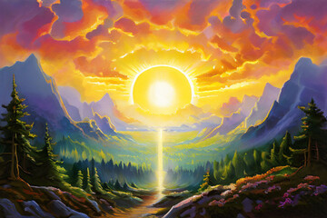 Poster - sunrise in the mountains