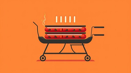 Wall Mural - A minimalist graphic of a sausage grill, representing the food stalls found at Oktoberfest