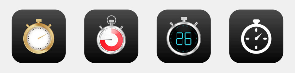 Timer mobile app 3d modern icon. Stopwatch clock new style phone application icon