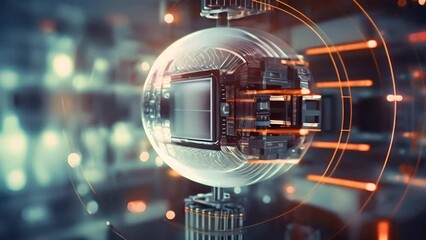 Leinwandbilder - A cyber security network technology background animated with a fingerprint icon.