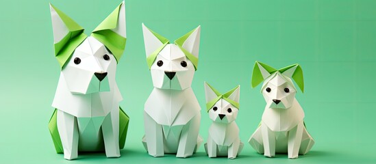 Wall Mural - an isolated blue origami dog against a white background with ample copy space image available.