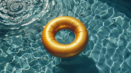 Sticker - gold swimming ring floating in the swimming pool