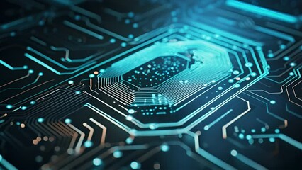 Leinwandbilder - Animated padlock with fingerprint icon on cyber security network technology background.