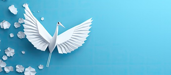 Wall Mural - close-up image of a lovely paper crane origami with intricate details, providing copy space.
