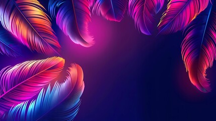 Wall Mural - Abstract feather background. Neon color vector. Illustration for banner