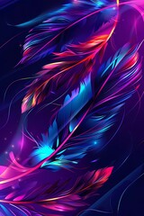 Wall Mural - Abstract feather background. Neon color vector. Illustration for banner