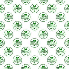 Wall Mural -  USDA organic icon seamless pattern on white