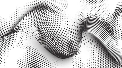 Wall Mural - Black wavy halftone on white background vector