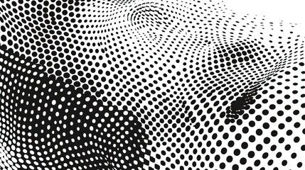 Wall Mural - Black wavy halftone on white background vector