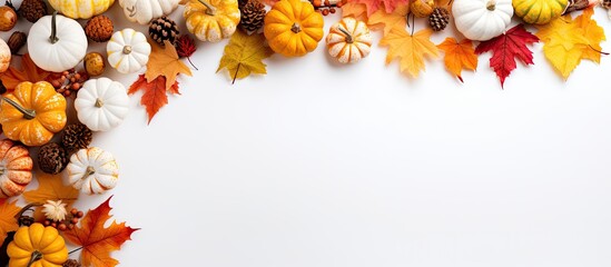 Wall Mural - autumn-themed wreath with berries, orange leaves, pumpkin, and dried flowers for a harvest or hallow