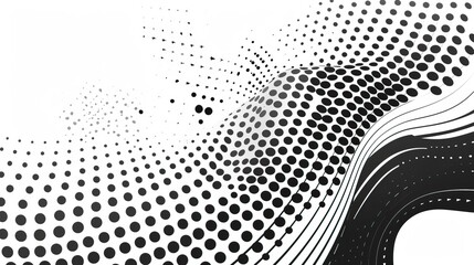 Wall Mural - Black wavy halftone on white background vector