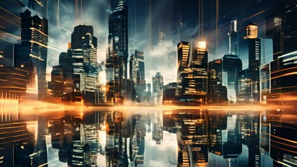Aufkleber - An interactive holographic cityscape based on technology or city life